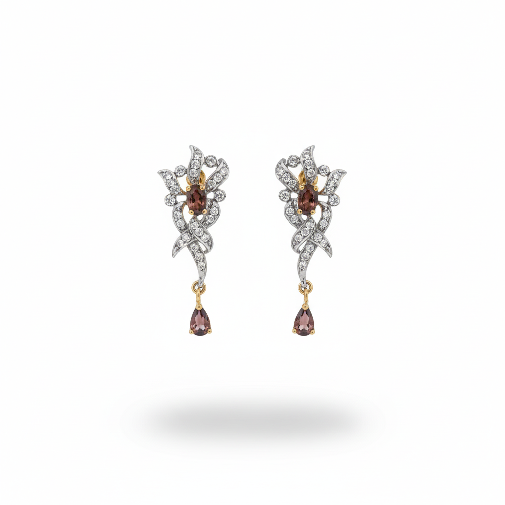 Silver-Tone American Diamond Necklace & Drop Earring Set