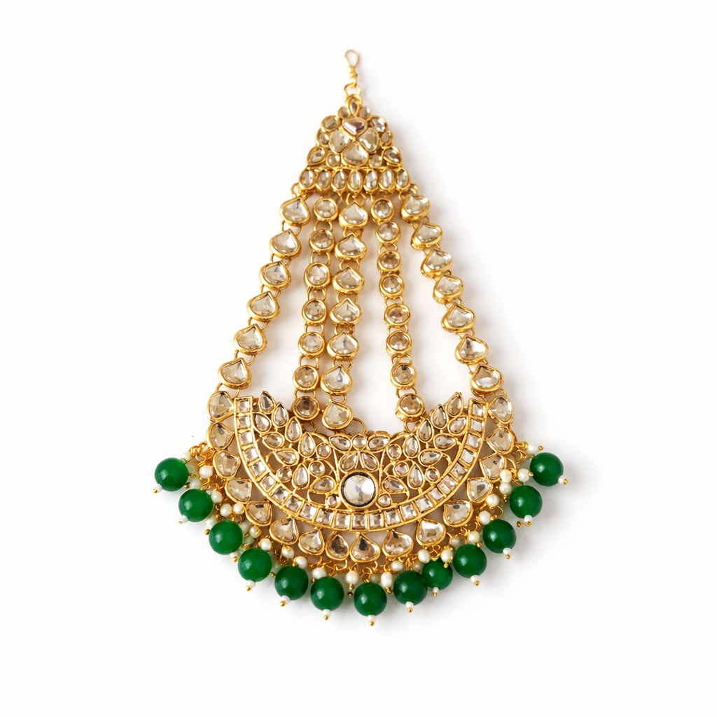 The Emerald Royalty Collection: Complete Kundan & Green Bridal Ensemble