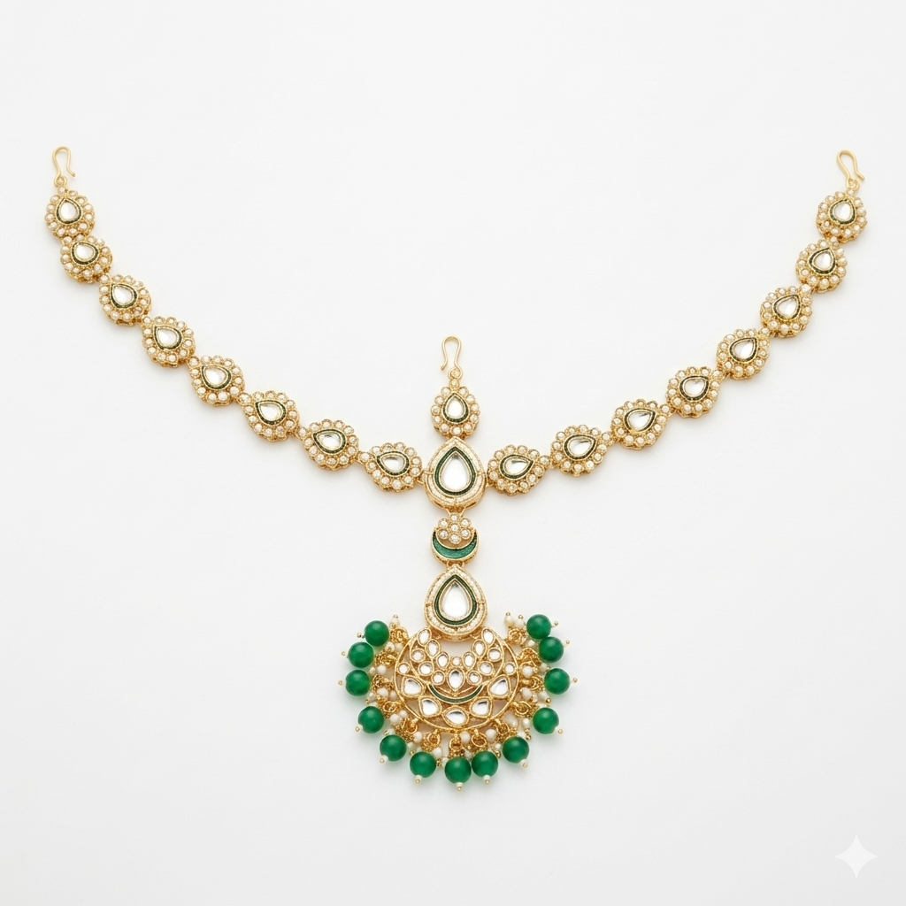 The Emerald Royalty Collection: Complete Kundan & Green Bridal Ensemble