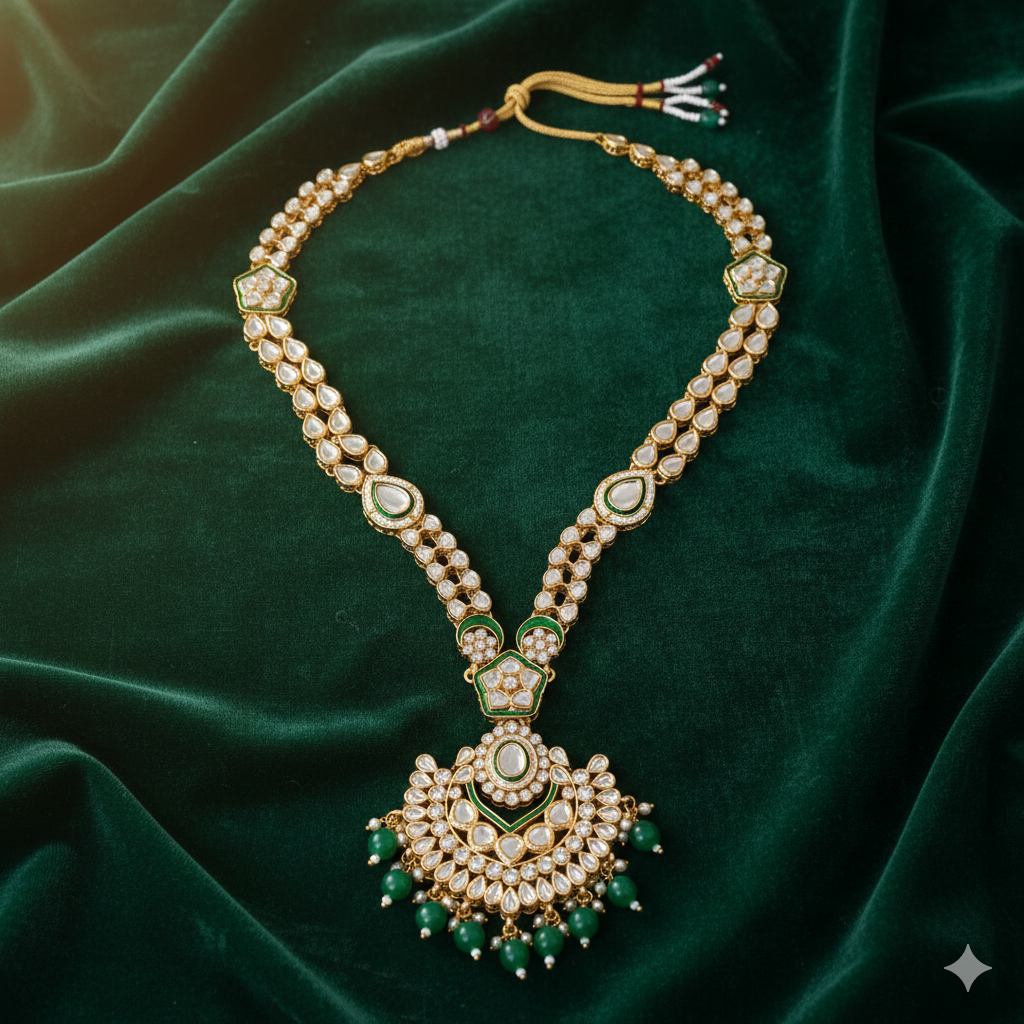 The Emerald Royalty Collection: Complete Kundan & Green Bridal Ensemble