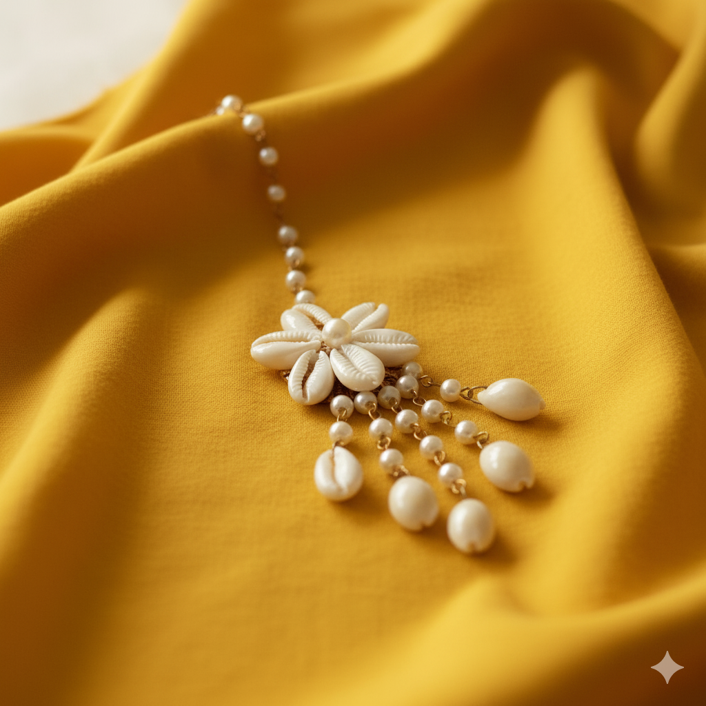 Elegant Cowrie Shell (Kaudi) and Pearl Bridal Jewelry Set
