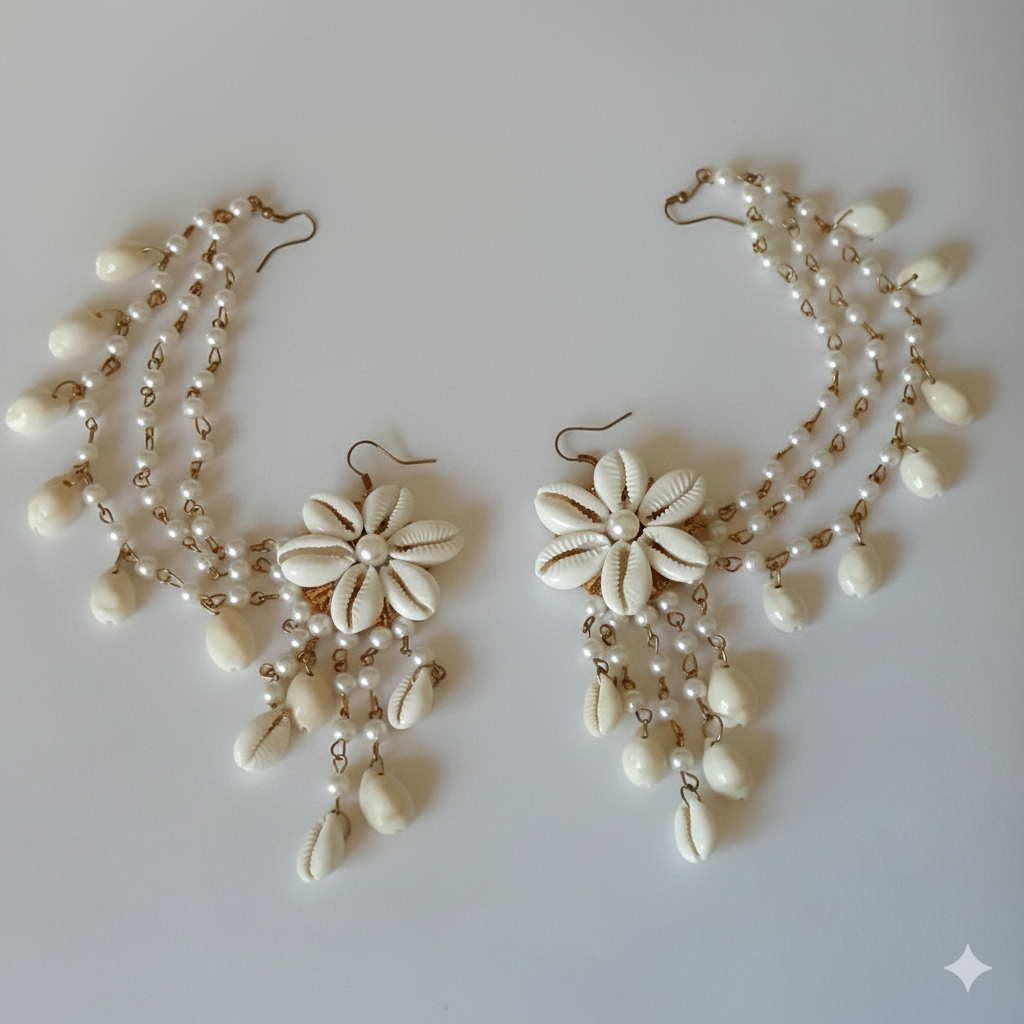 Elegant Cowrie Shell (Kaudi) and Pearl Bridal Jewelry Set