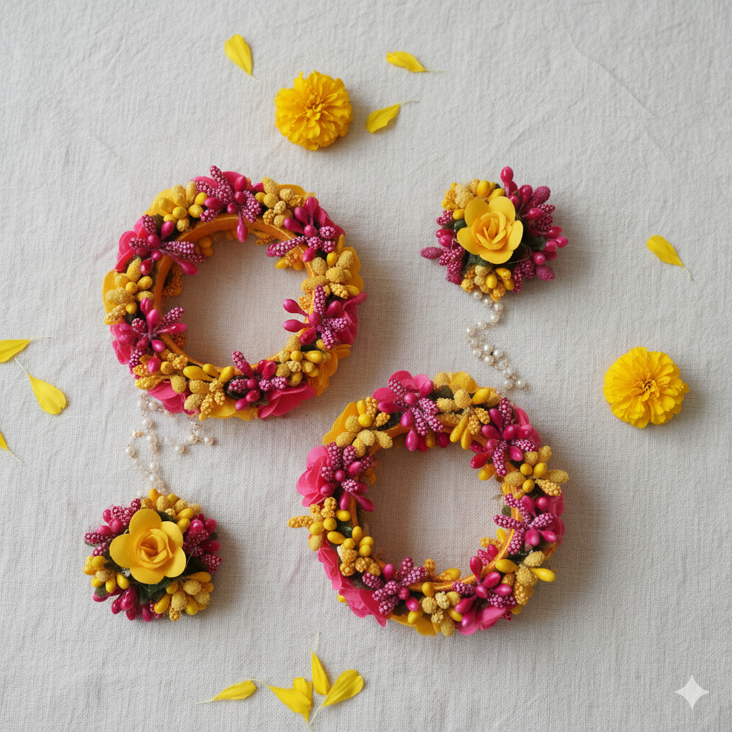 The Tropical Radiance Pink & Yellow Floral Jewelry Set