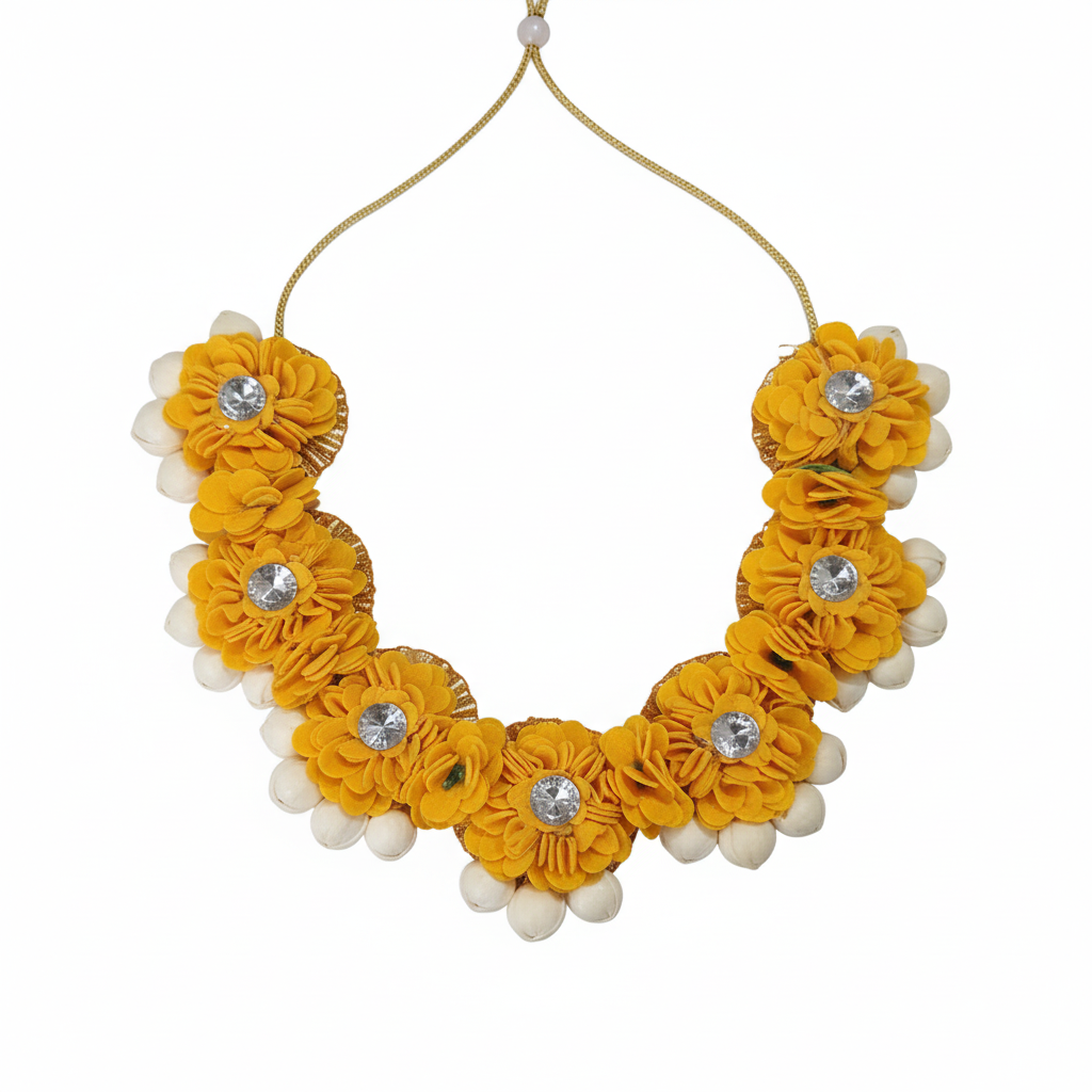The Haldi Bright Yellow Floral & Pistachio Shell Set
