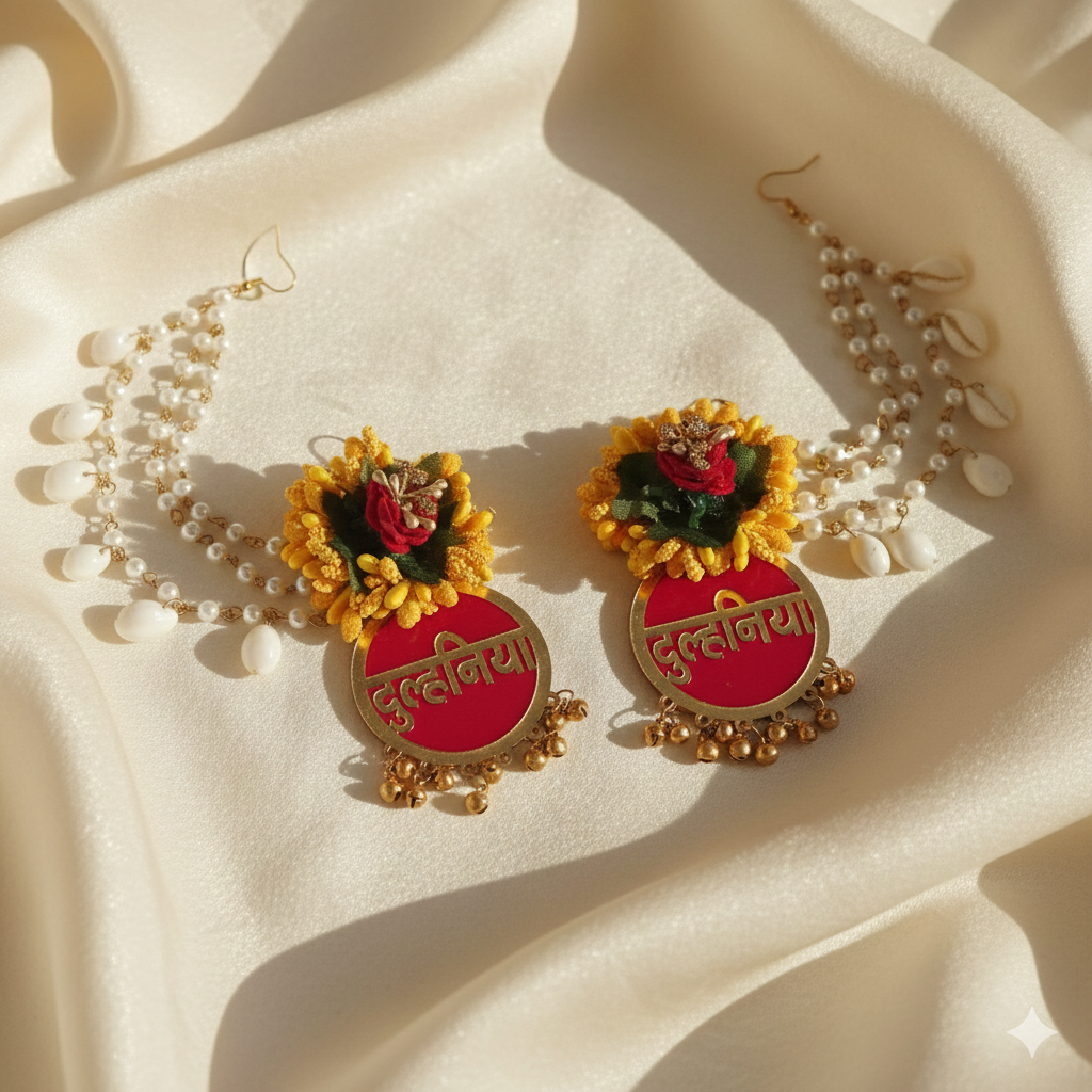 The "Dulhaniya" Red & Yellow Floral Bridal Jewelry Set