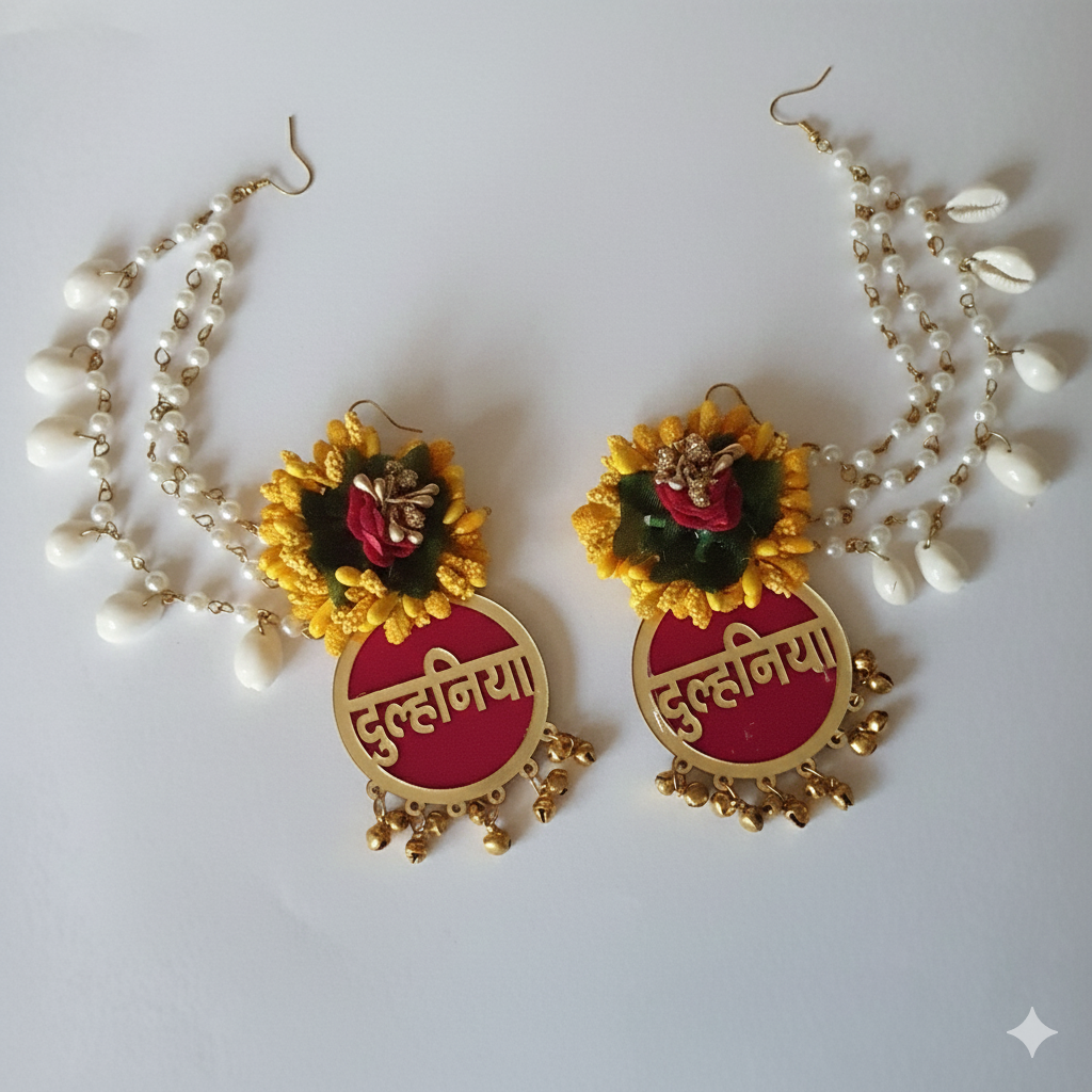 The "Dulhaniya" Red & Yellow Floral Bridal Jewelry Set