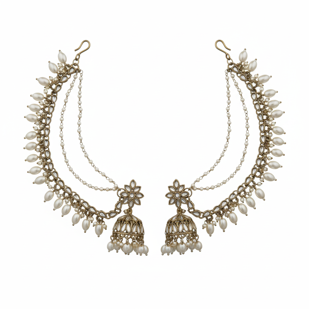 The "Nizam" Grand Heritage Jhumka & Ear Chain Set