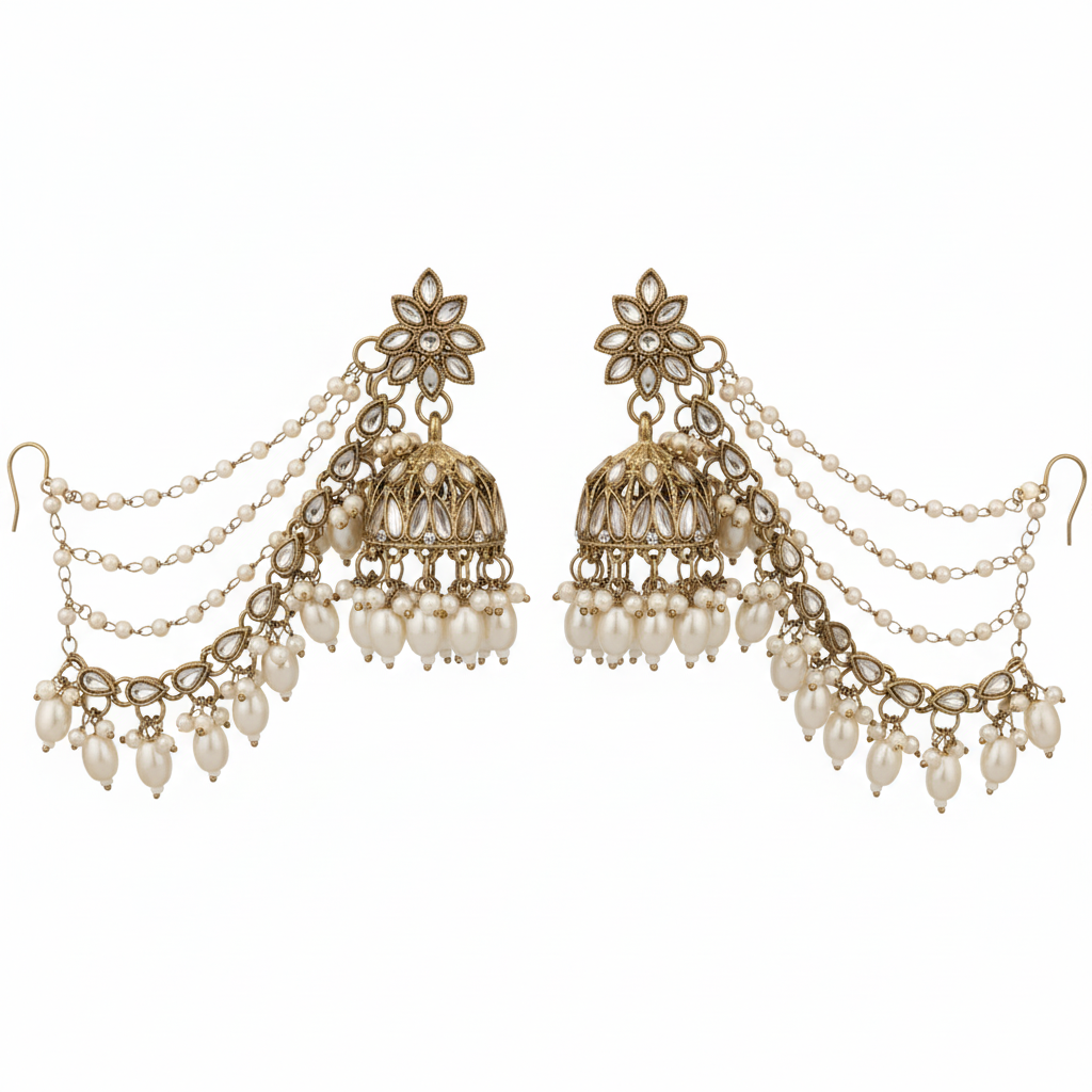 The "Nizam" Grand Heritage Jhumka & Ear Chain Set