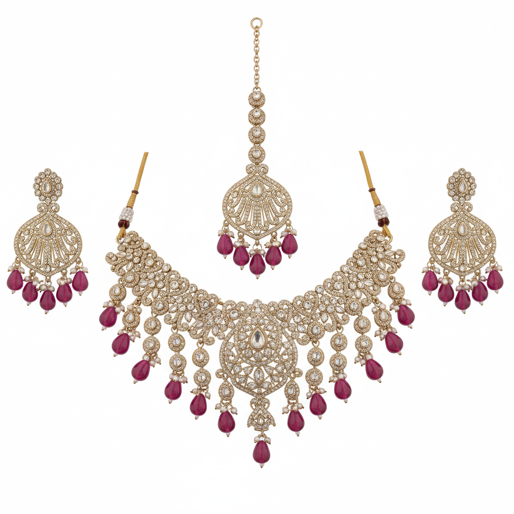 The Maharani's Choice: Grand Kundan & Stone Bridal Set