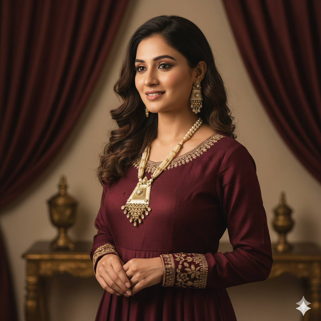 Ethnic Polki & Pearl Statement Necklace Set
