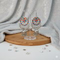 Oxidised Silver-Plated Jhumka Earrings with Multi-Color Enamel Work