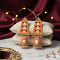 Saffron Lotus Meenakari Jhumkas – Hand-Painted Enamel Drops