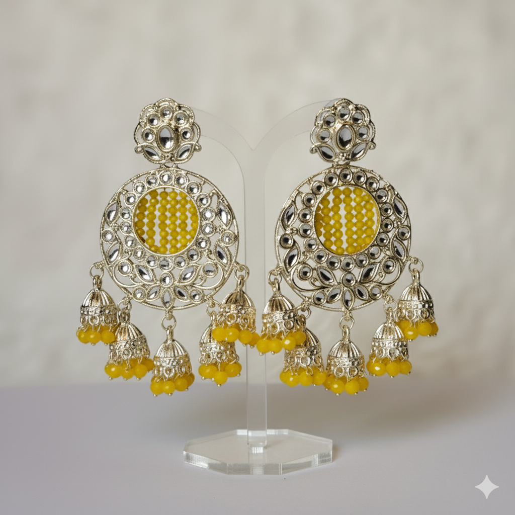 The "Basanti" Regal Kundan & Sunny Yellow Jhumka