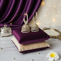 Aurora Gold Hoop Jhumka Earrings with Iridescent Stones & Pearls
