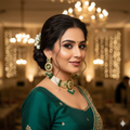 Royal Kundan Polki Choker Set with Multi-Strand Pearl & Green Bead Accent