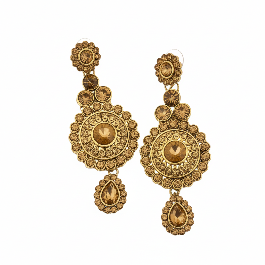 Grand Gold Toned Multi-Layer Pearl Rani Haar Set with Drop Earrings & Maang Tikka